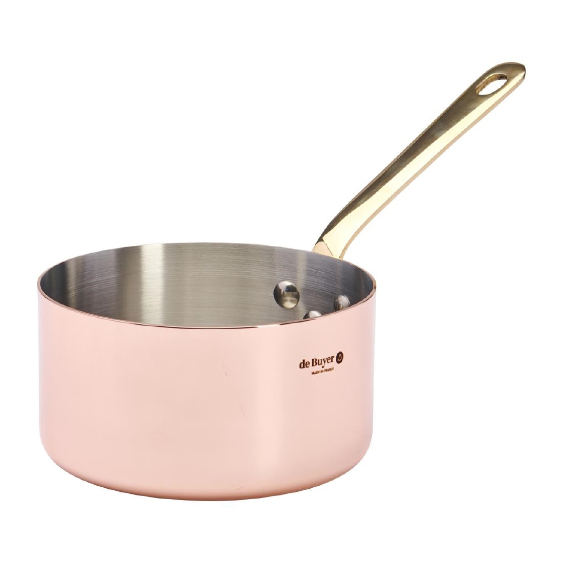 HZ619 - De Buyer Inocuivre Saucepan with Brass Handle 12cm