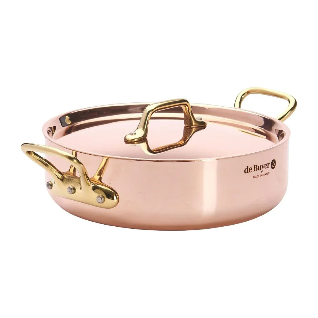 HZ624 - De Buyer Inocuivre Saute Pan with Lid Brass 20cm