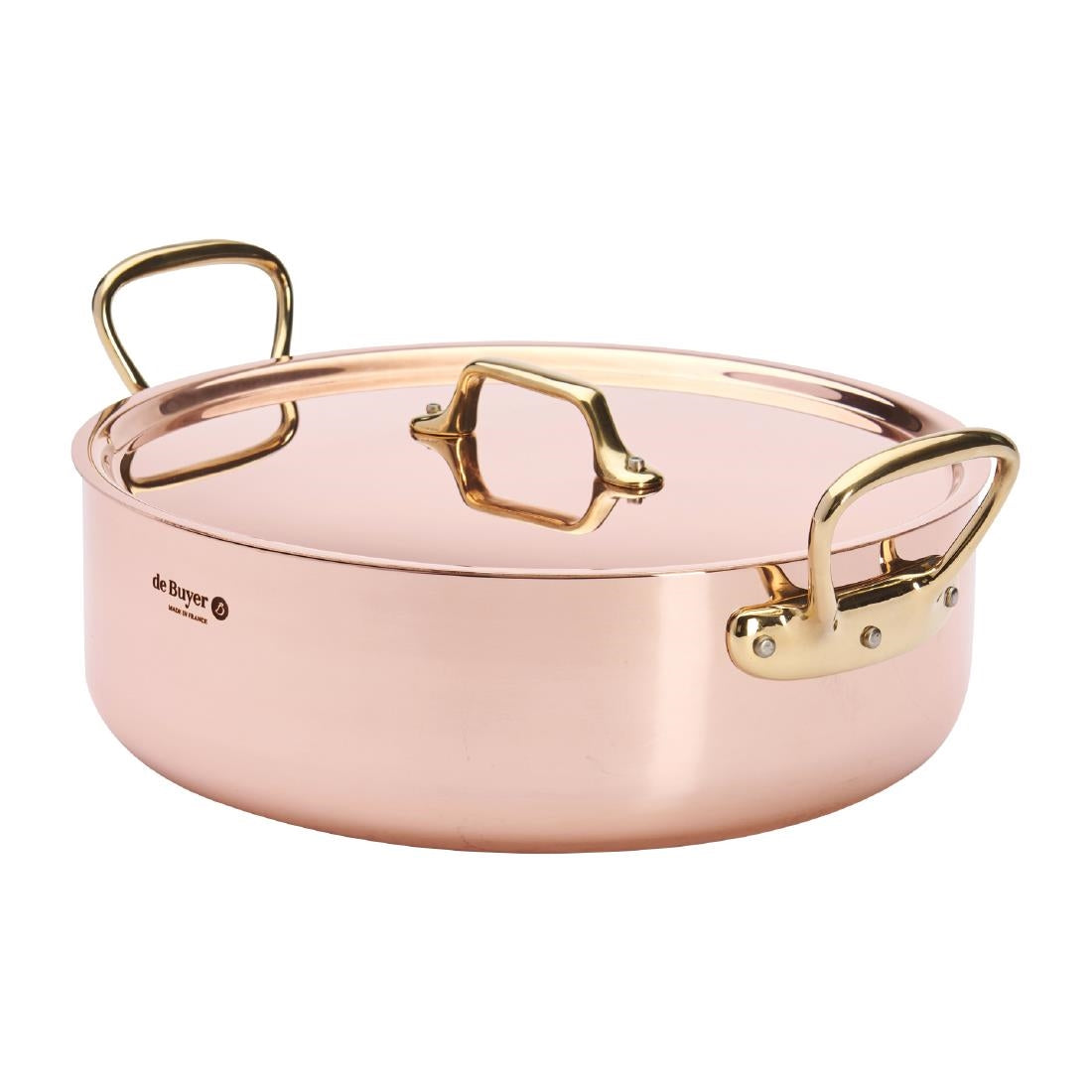 HZ626 - De Buyer Inocuivre Saute Pan with Lid Brass 28cm