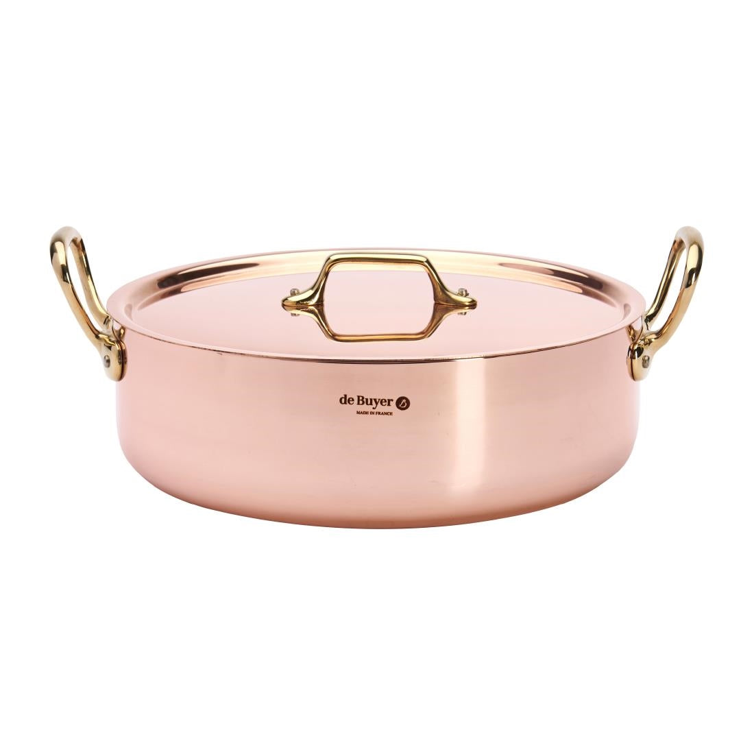 HZ626 - De Buyer Inocuivre Saute Pan with Lid Brass 28cm