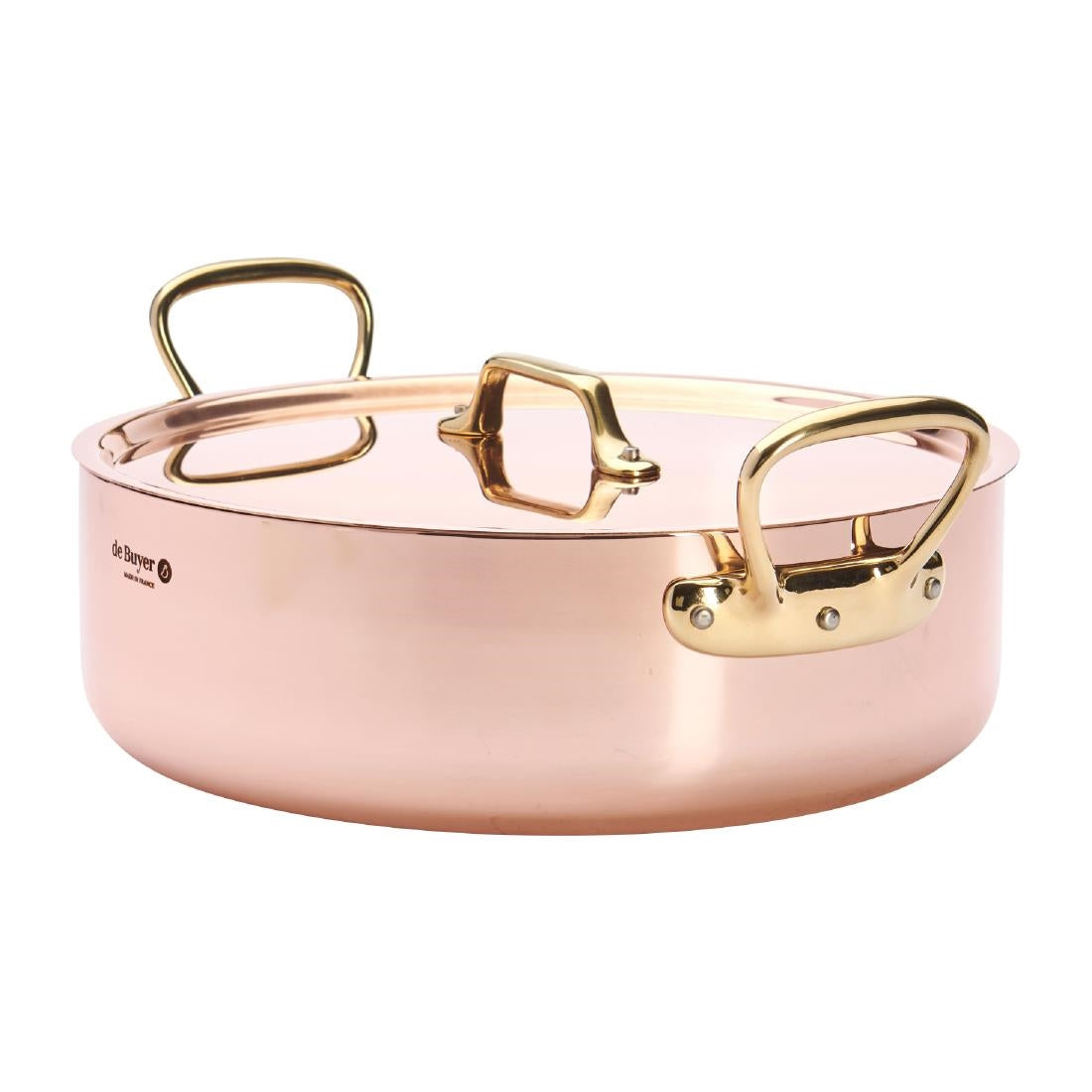 HZ626 - De Buyer Inocuivre Saute Pan with Lid Brass 28cm