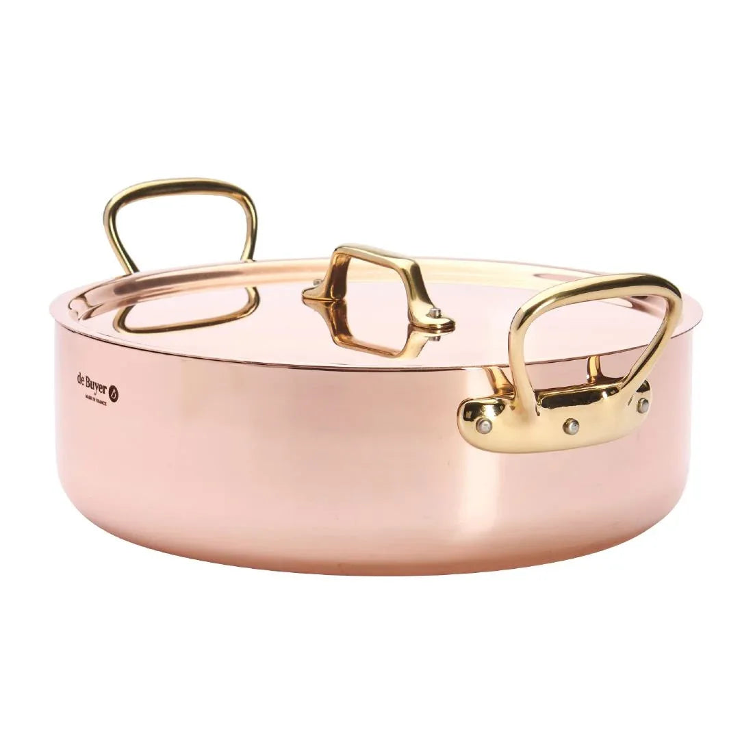 HZ626 - De Buyer Inocuivre Saute Pan with Lid Brass 28cm