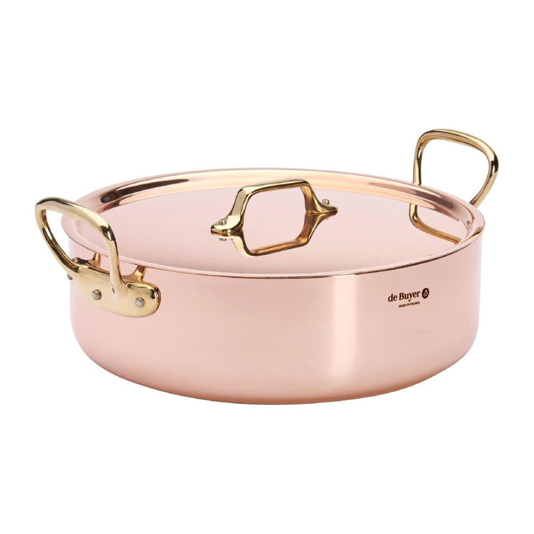 HZ626 - De Buyer Inocuivre Saute Pan with Lid Brass 28cm