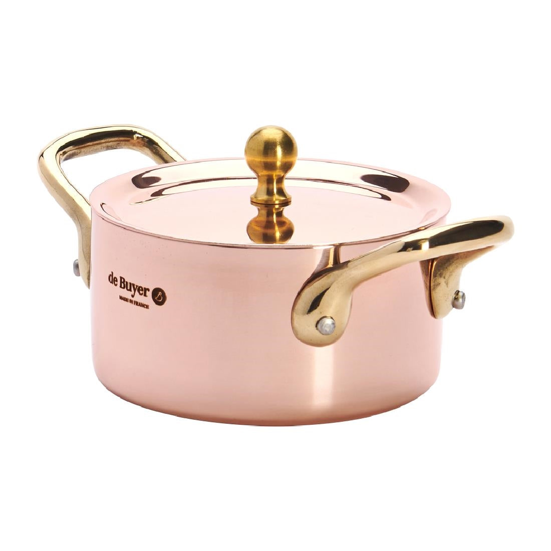 HZ627 - De Buyer Inocuivre Mini Saucepan with Brass Handles 10cm