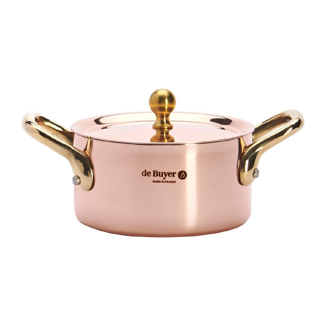 HZ627 - De Buyer Inocuivre Mini Saucepan with Brass Handles 10cm