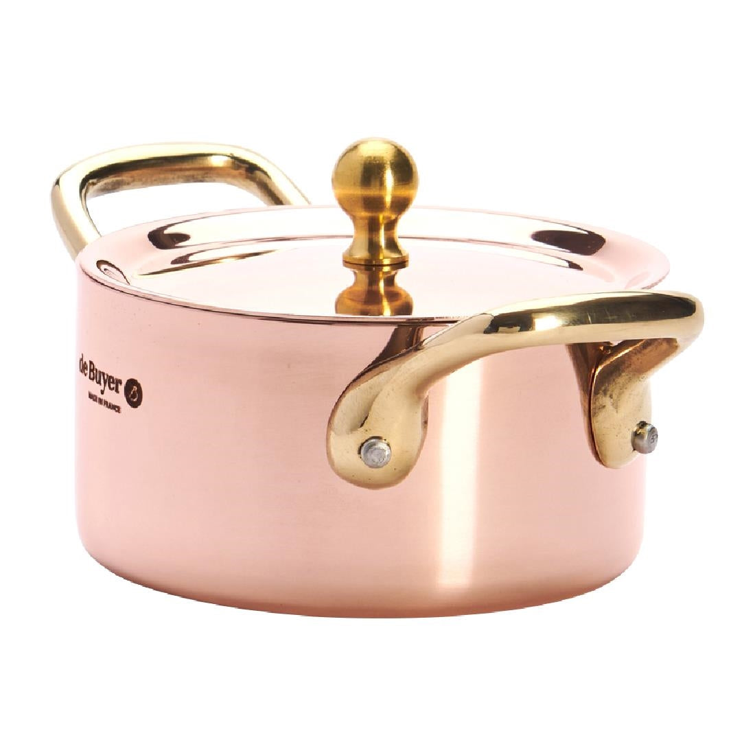HZ627 - De Buyer Inocuivre Mini Saucepan with Brass Handles 10cm