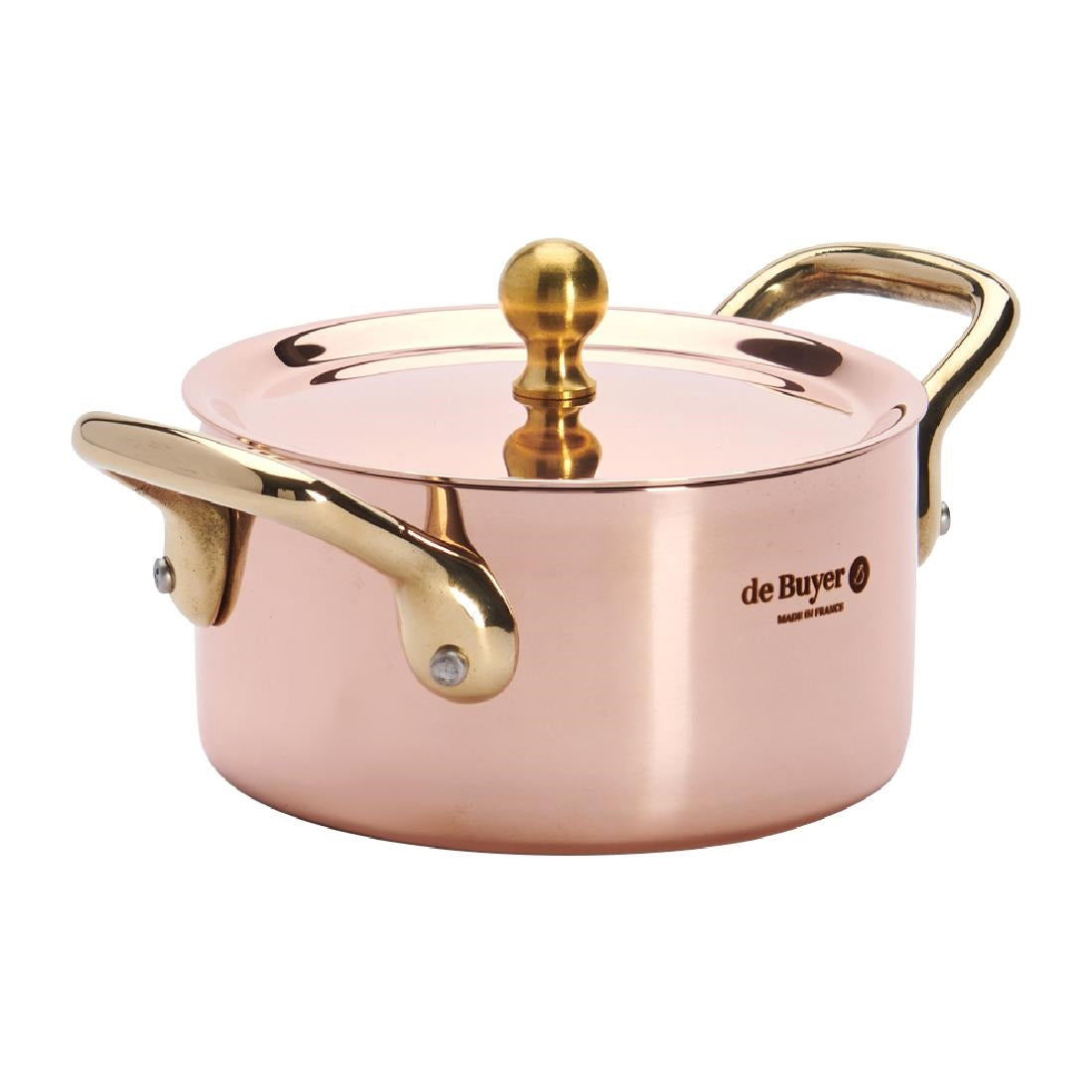 HZ627 - De Buyer Inocuivre Mini Saucepan with Brass Handles 10cm