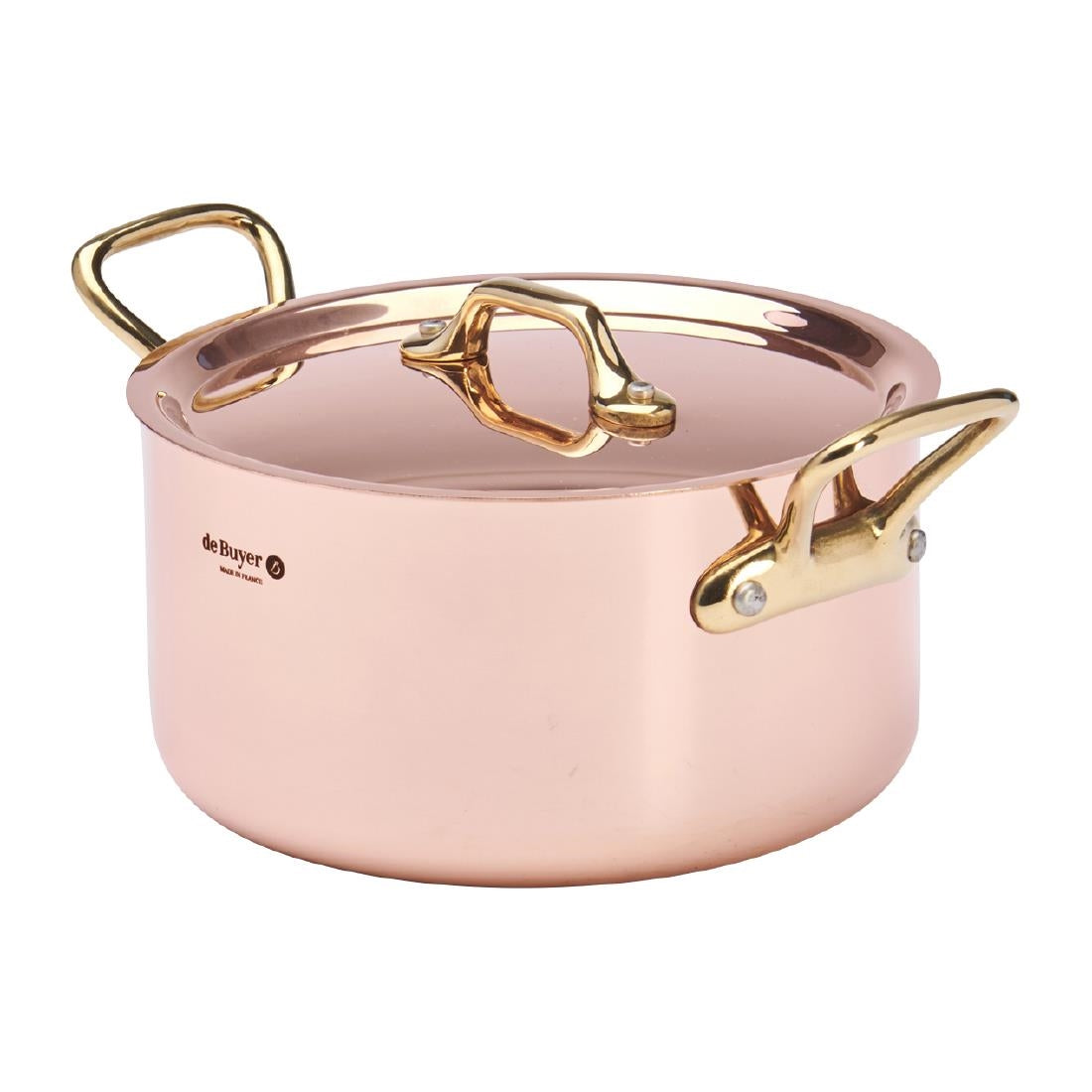 HZ628 - De Buyer Inocuivre Round Stewpan with Lid Brass 16cm