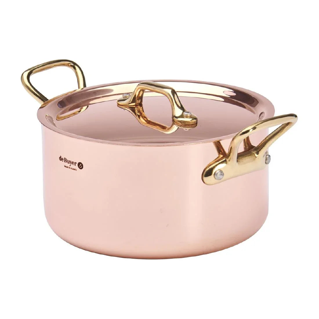 HZ628 - De Buyer Inocuivre Round Stewpan with Lid Brass 16cm