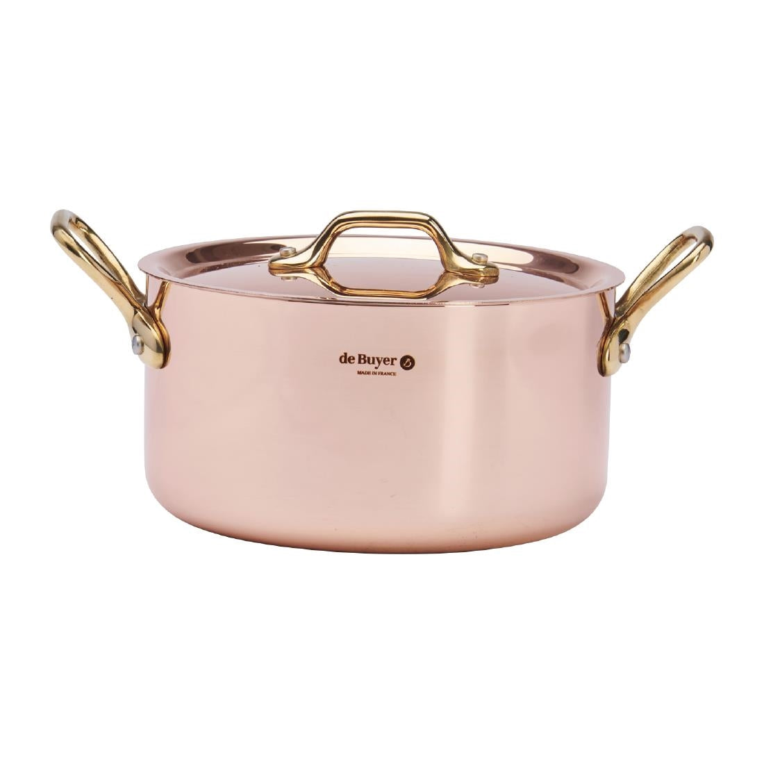 HZ628 - De Buyer Inocuivre Round Stewpan with Lid Brass 16cm