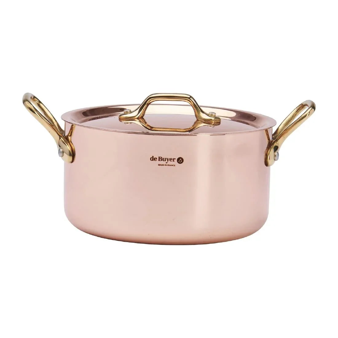 HZ628 - De Buyer Inocuivre Round Stewpan with Lid Brass 16cm