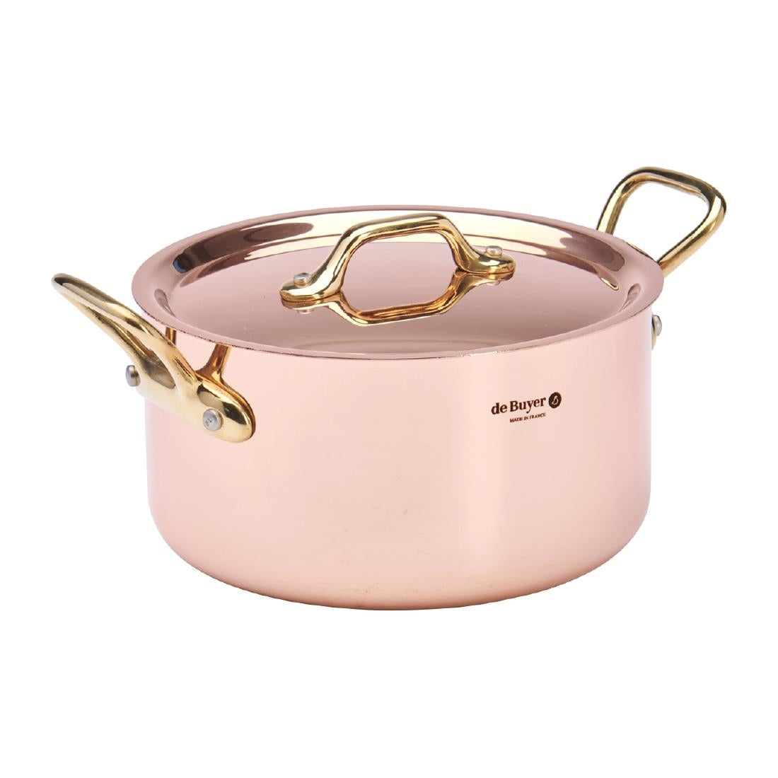 HZ628 - De Buyer Inocuivre Round Stewpan with Lid Brass 16cm