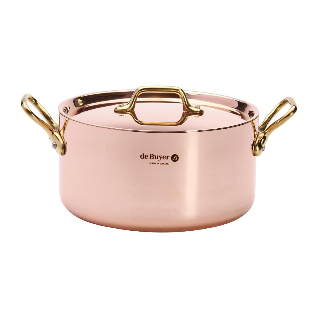 HZ629 - De Buyer Inocuivre Round Stewpan with Lid Brass 20cm