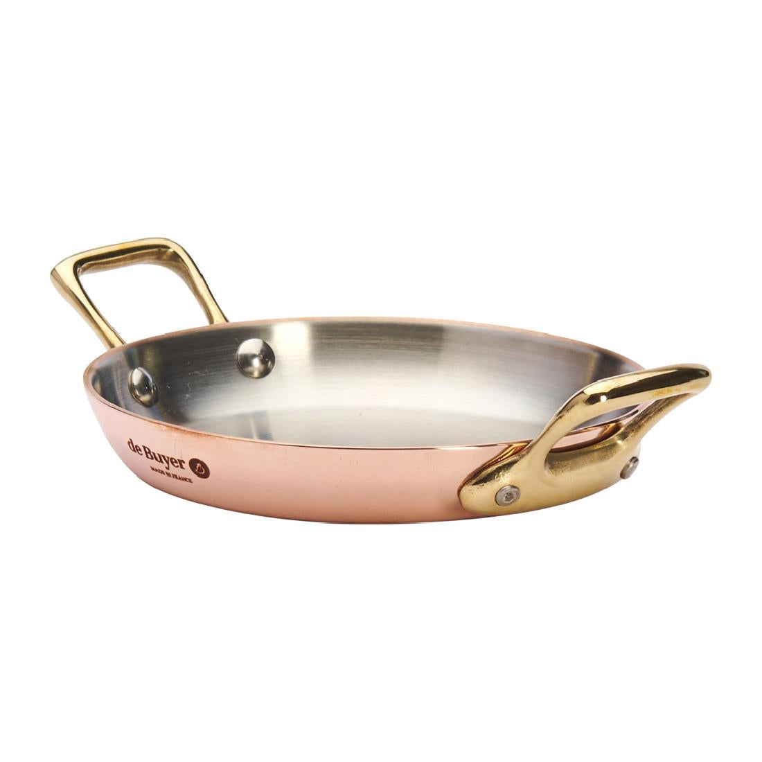 HZ634 - De Buyer Inocuivre Round Dish with Brass Handles 12cm
