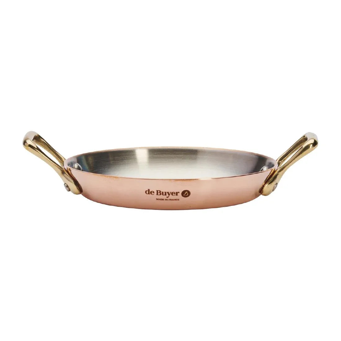 HZ634 - De Buyer Inocuivre Round Dish with Brass Handles 12cm