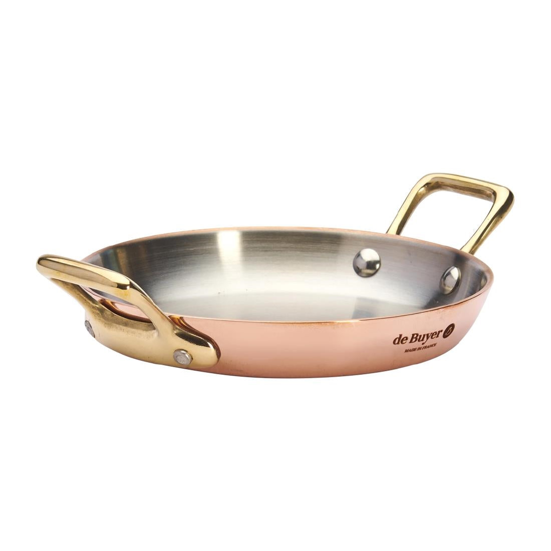 HZ634 - De Buyer Inocuivre Round Dish with Brass Handles 12cm