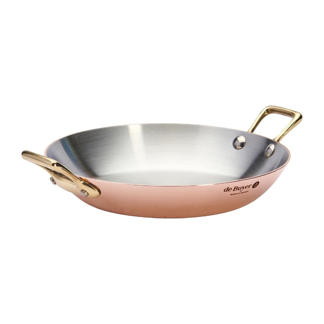 HZ636 - De Buyer Inocuivre Round Dish with Brass Handles 20cm