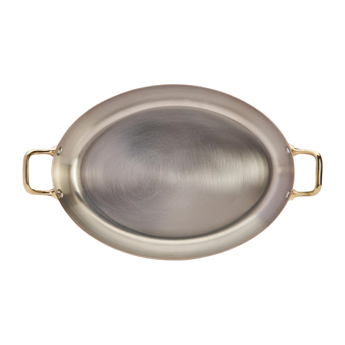 HZ641 - De Buyer Inocuivre Oval Dish with Brass Handles 32cm