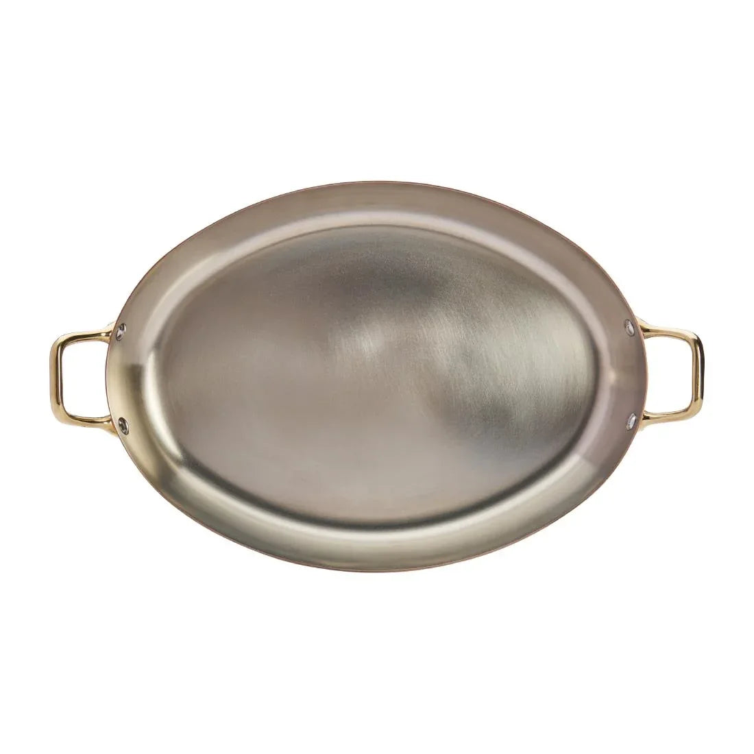HZ642 - De Buyer Inocuivre Oval Dish with Brass Handles 36cm