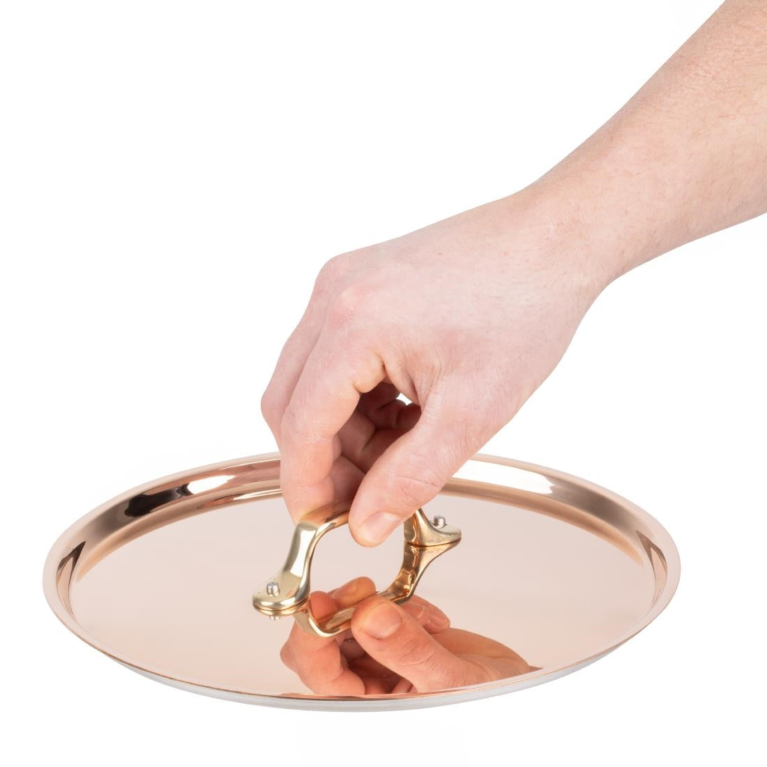 HZ651 - De Buyer Inocuivre Lid with Brass Handle 24cm