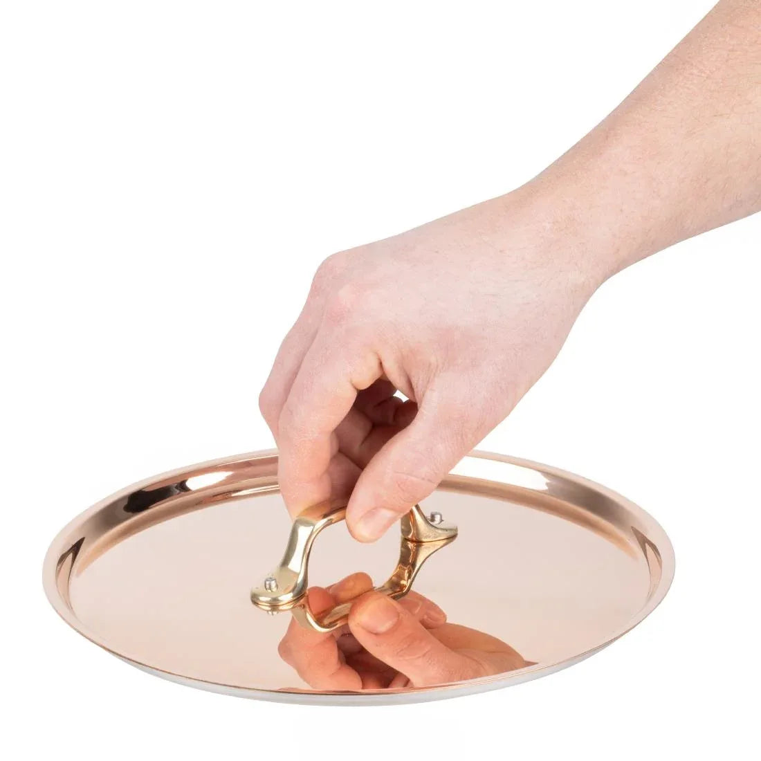 HZ651 - De Buyer Inocuivre Lid with Brass Handle 24cm