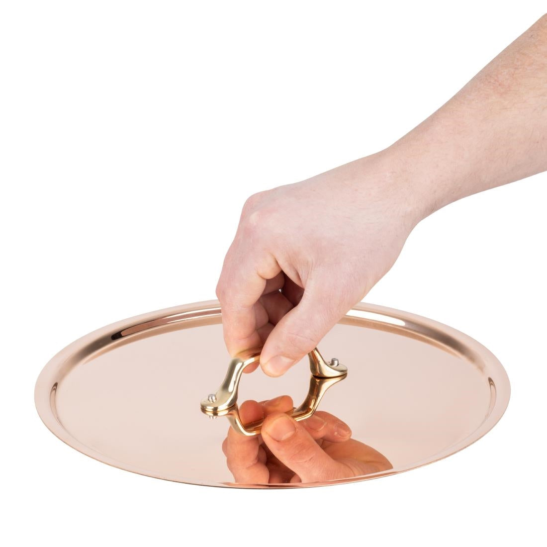 HZ652 - De Buyer Inocuivre Lid with Brass Handle 28cm