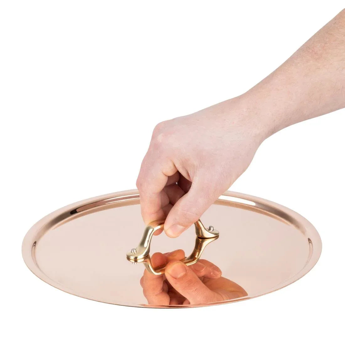 HZ652 - De Buyer Inocuivre Lid with Brass Handle 28cm