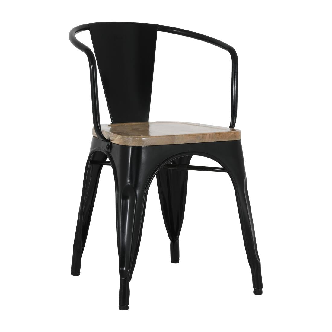 HZ804 Bolero Bistro Curve Arm Chairs with Wooden Seat Pad Black (Set 4)