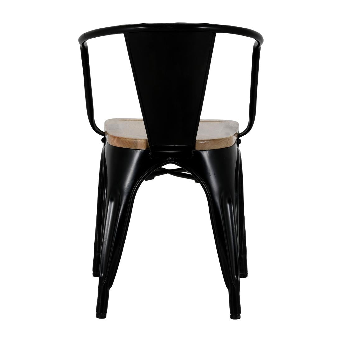 HZ804 Bolero Bistro Curve Arm Chairs with Wooden Seat Pad Black (Set 4)