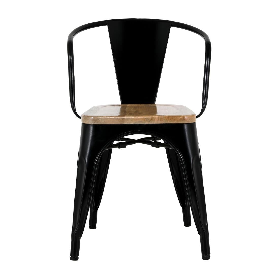HZ804 Bolero Bistro Curve Arm Chairs with Wooden Seat Pad Black (Set 4)