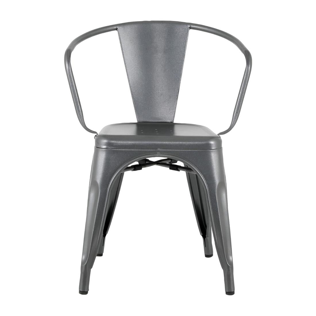 HZ807 Bolero Bistro Curve Arm Chairs Gun Metal (Set 4)