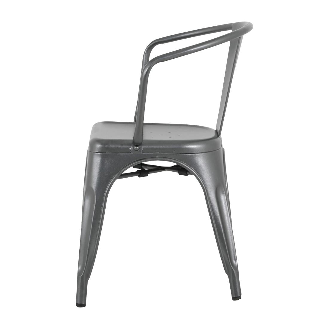 HZ807 Bolero Bistro Curve Arm Chairs Gun Metal (Set 4)