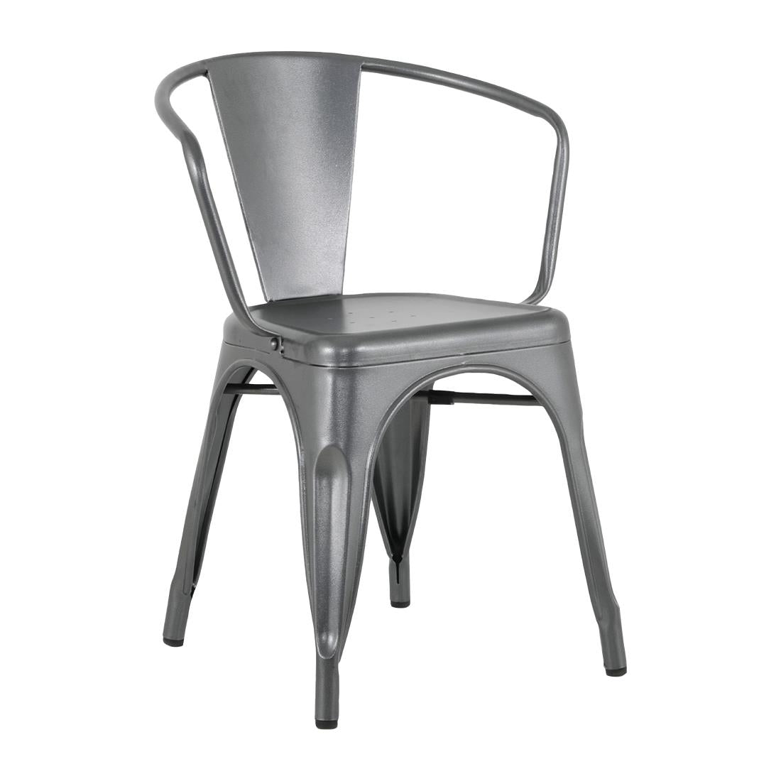 HZ807 Bolero Bistro Curve Arm Chairs Gun Metal (Set 4)