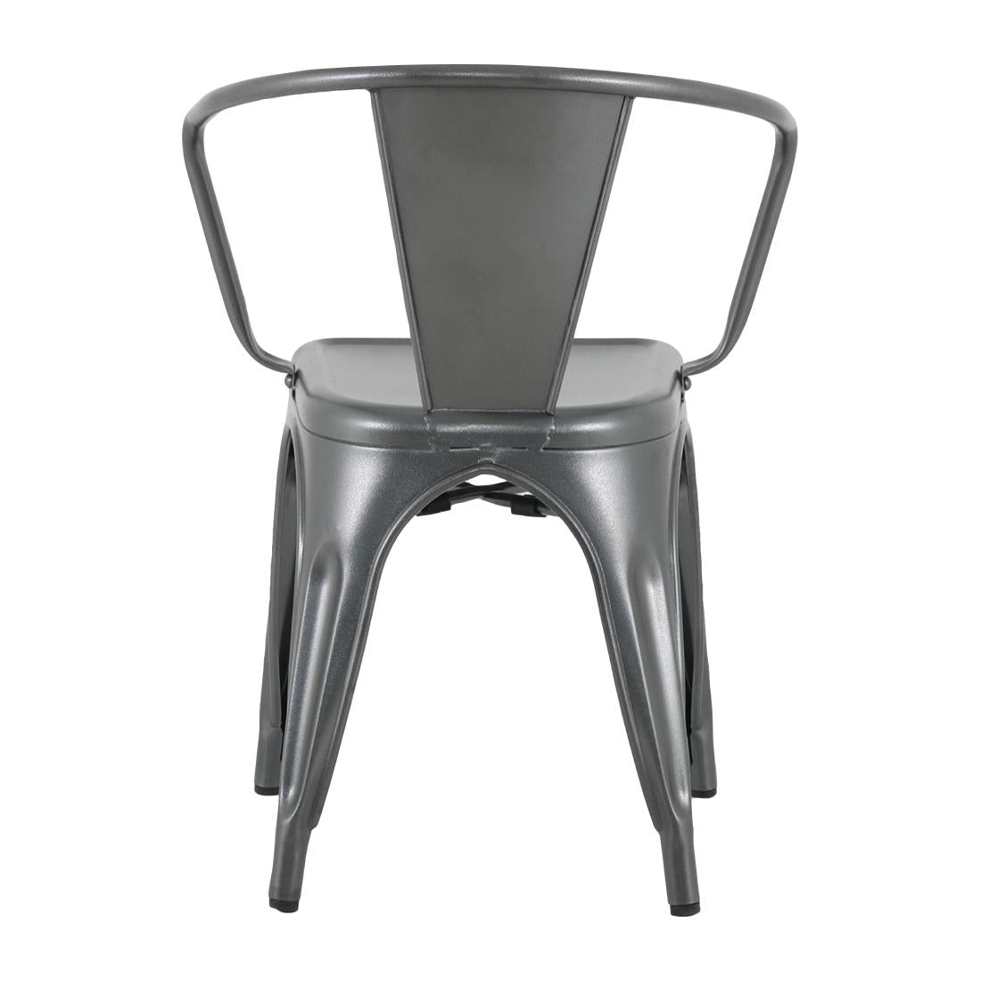 HZ807 Bolero Bistro Curve Arm Chairs Gun Metal (Set 4)