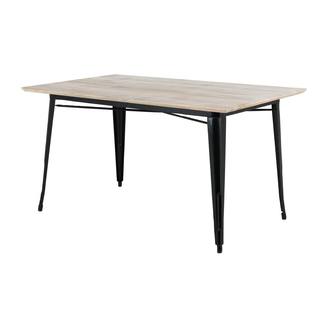 HZ808 Bolero Bistro Indoor Dining Table Plain Mango Wood Top Black 1450x880mm