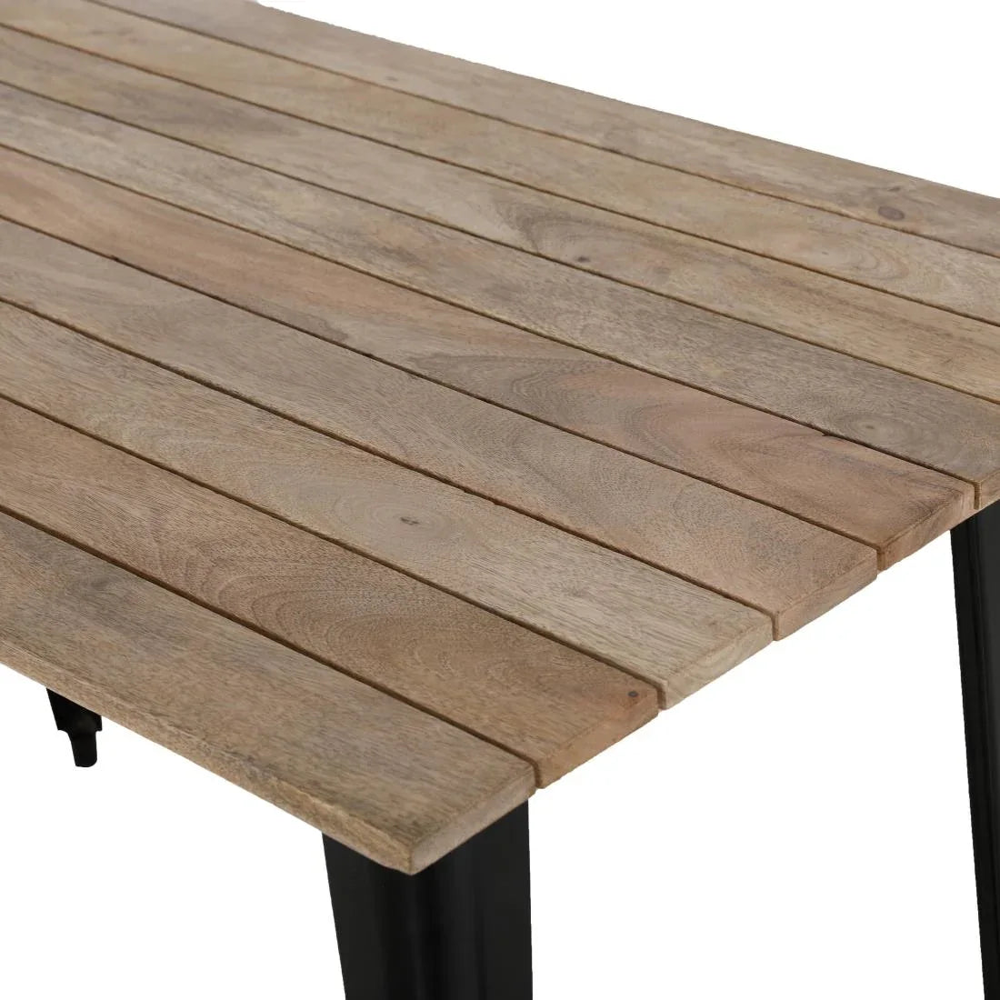 HZ810 Bolero Bistro Indoor Dining Table Slatted Mango Wood Top Black 1200x700mm