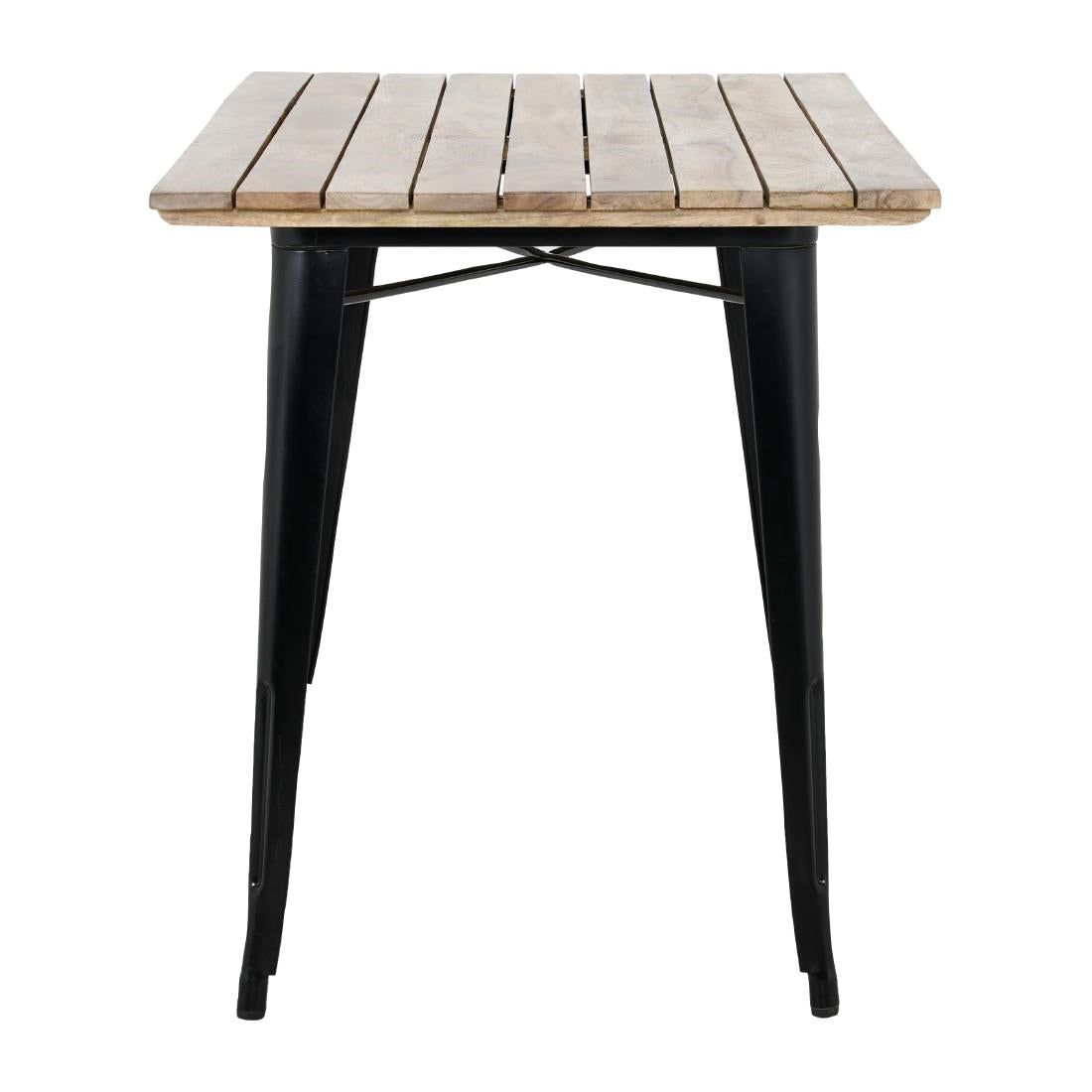 HZ810 Bolero Bistro Indoor Dining Table Slatted Mango Wood Top Black 1200x700mm