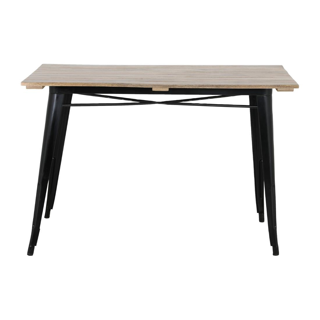 HZ810 Bolero Bistro Indoor Dining Table Slatted Mango Wood Top Black 1200x700mm