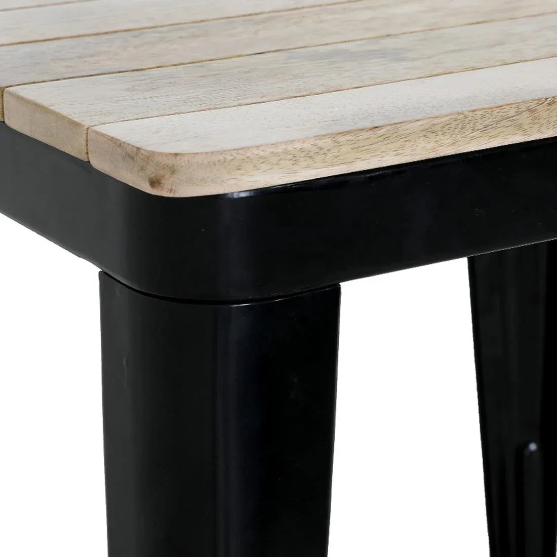 HZ812 Bolero Bistro Indoor Dining Table Slatted Mango Wood Top Black 650x650mm