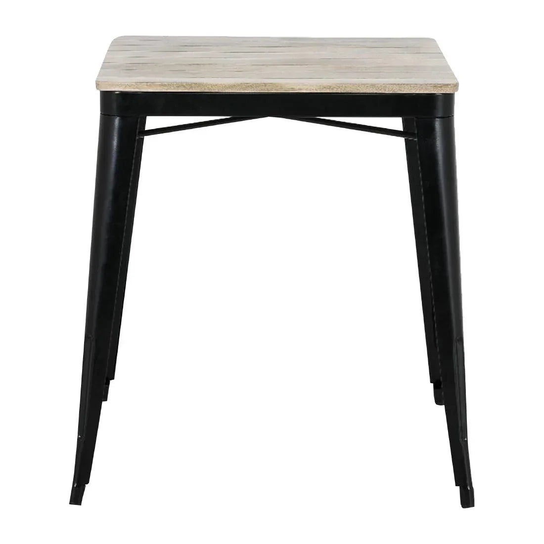 HZ812 Bolero Bistro Indoor Dining Table Slatted Mango Wood Top Black 650x650mm