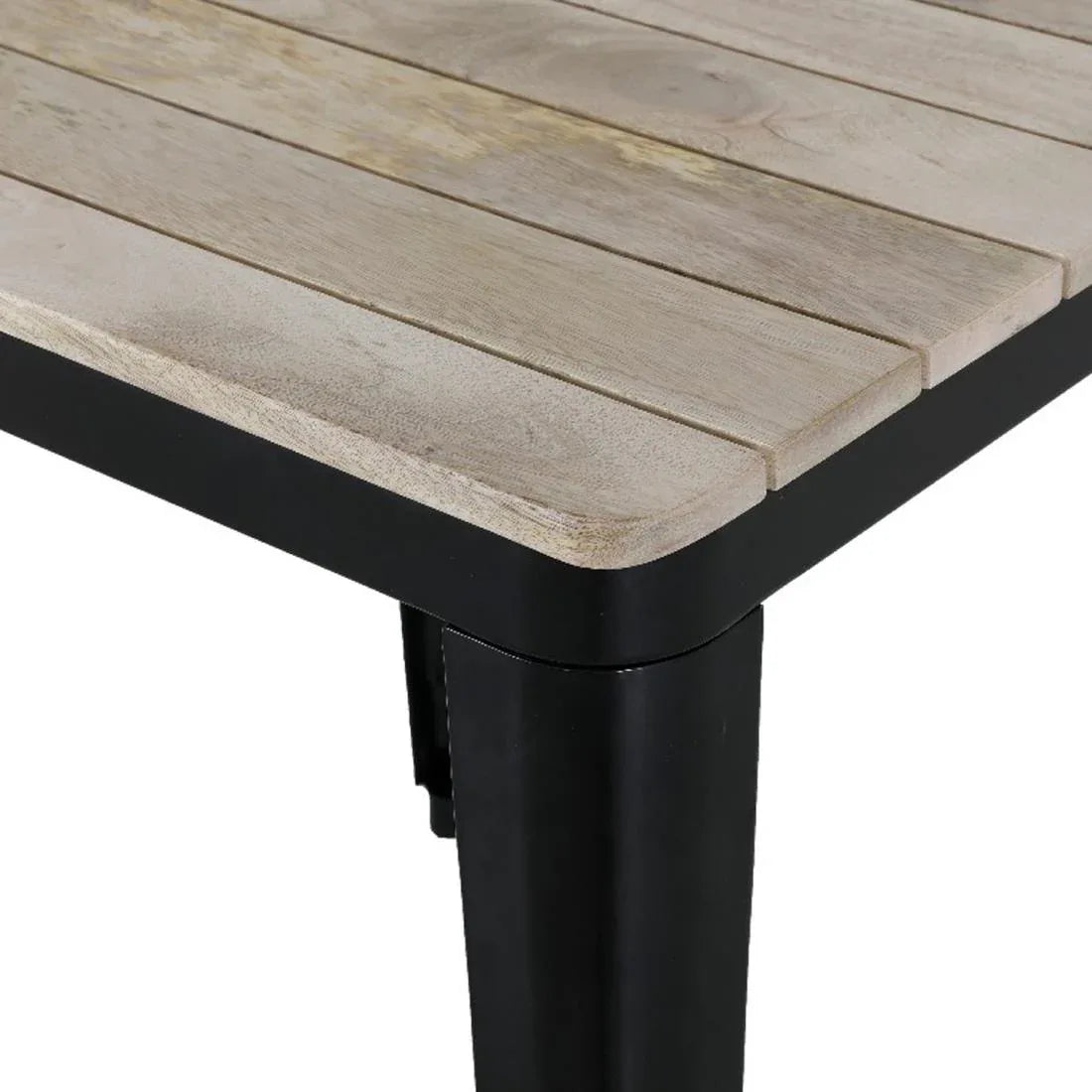 HZ812 Bolero Bistro Indoor Dining Table Slatted Mango Wood Top Black 650x650mm
