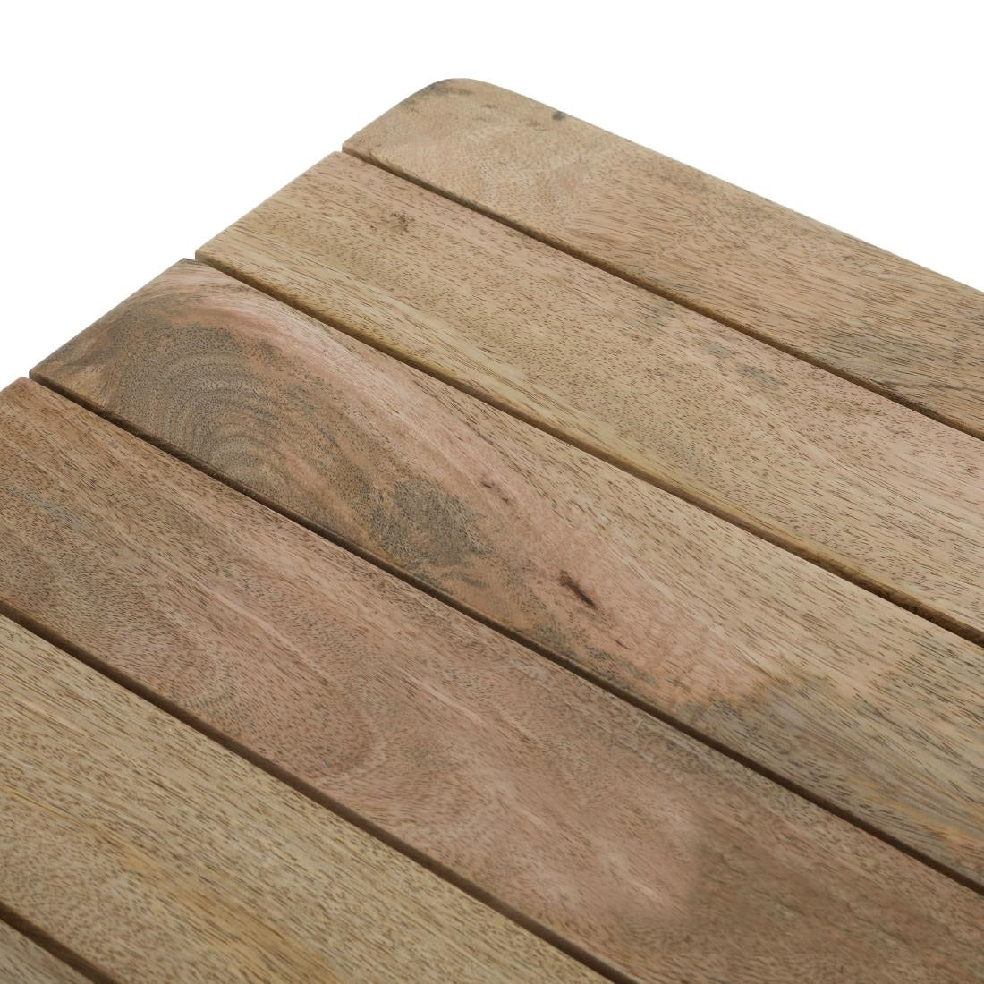 HZ813 Bolero Bistro Indoor Dining Table Slatted Mango Wood Top Gun Metal 650x650mm