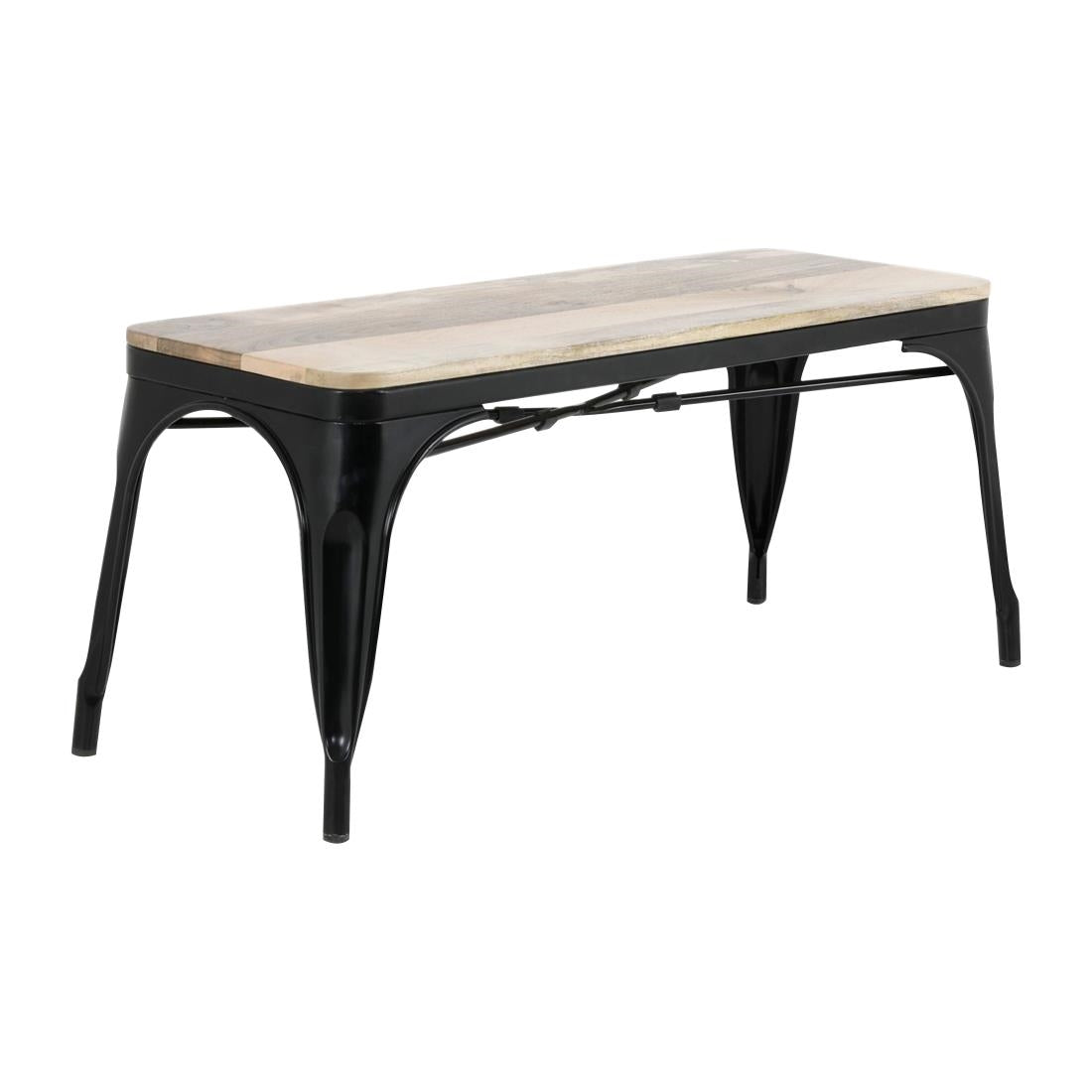 HZ814 Bolero Bistro Indoor Bench Plain Mango Wood Top Black 1000x370mm (Set 2)