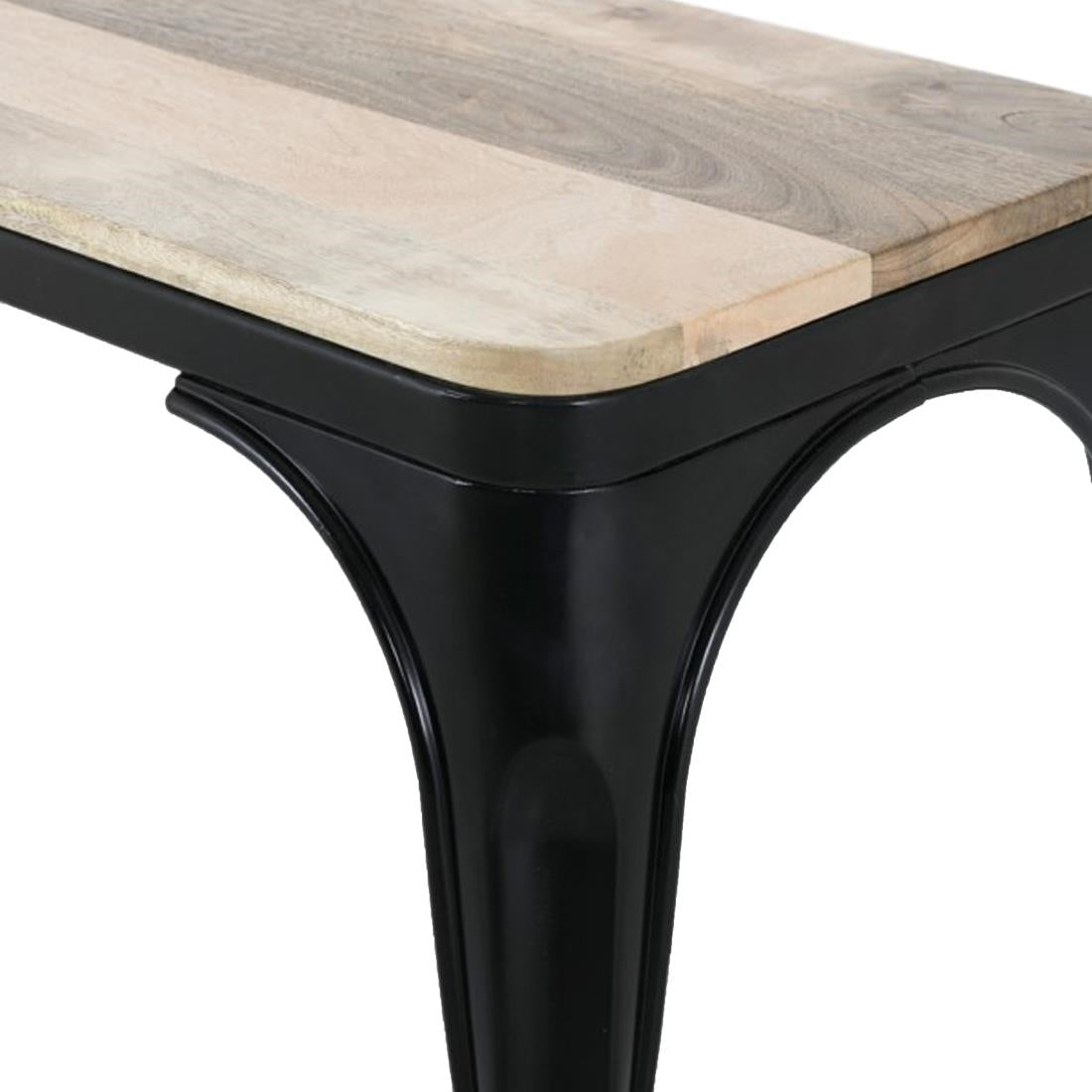 HZ814 Bolero Bistro Indoor Bench Plain Mango Wood Top Black 1000x370mm (Set 2)