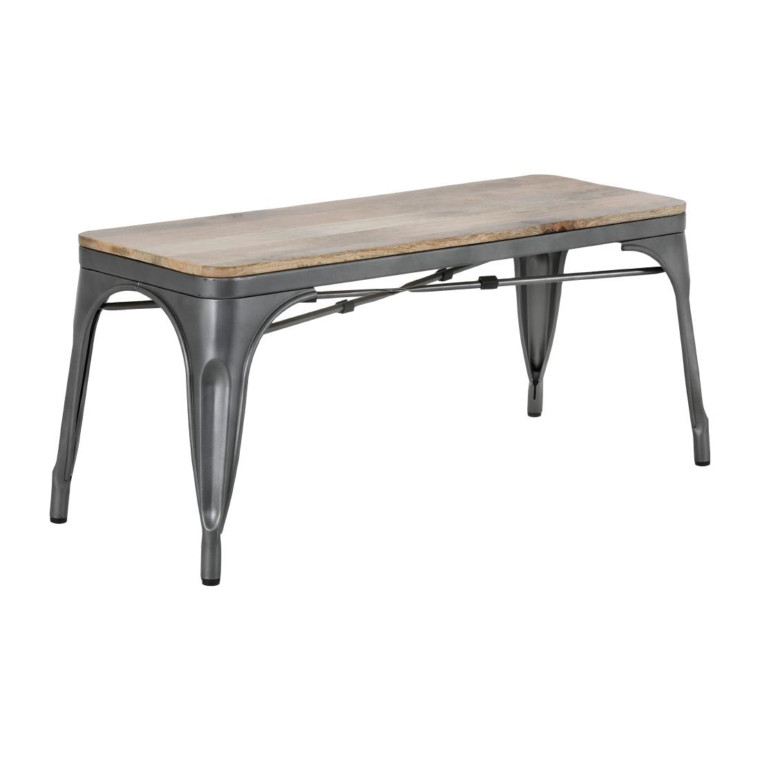 HZ815 Bolero Bistro Indoor Bench Plain Mango Wood Top Gun Metal 1000x370mm (Set 2)