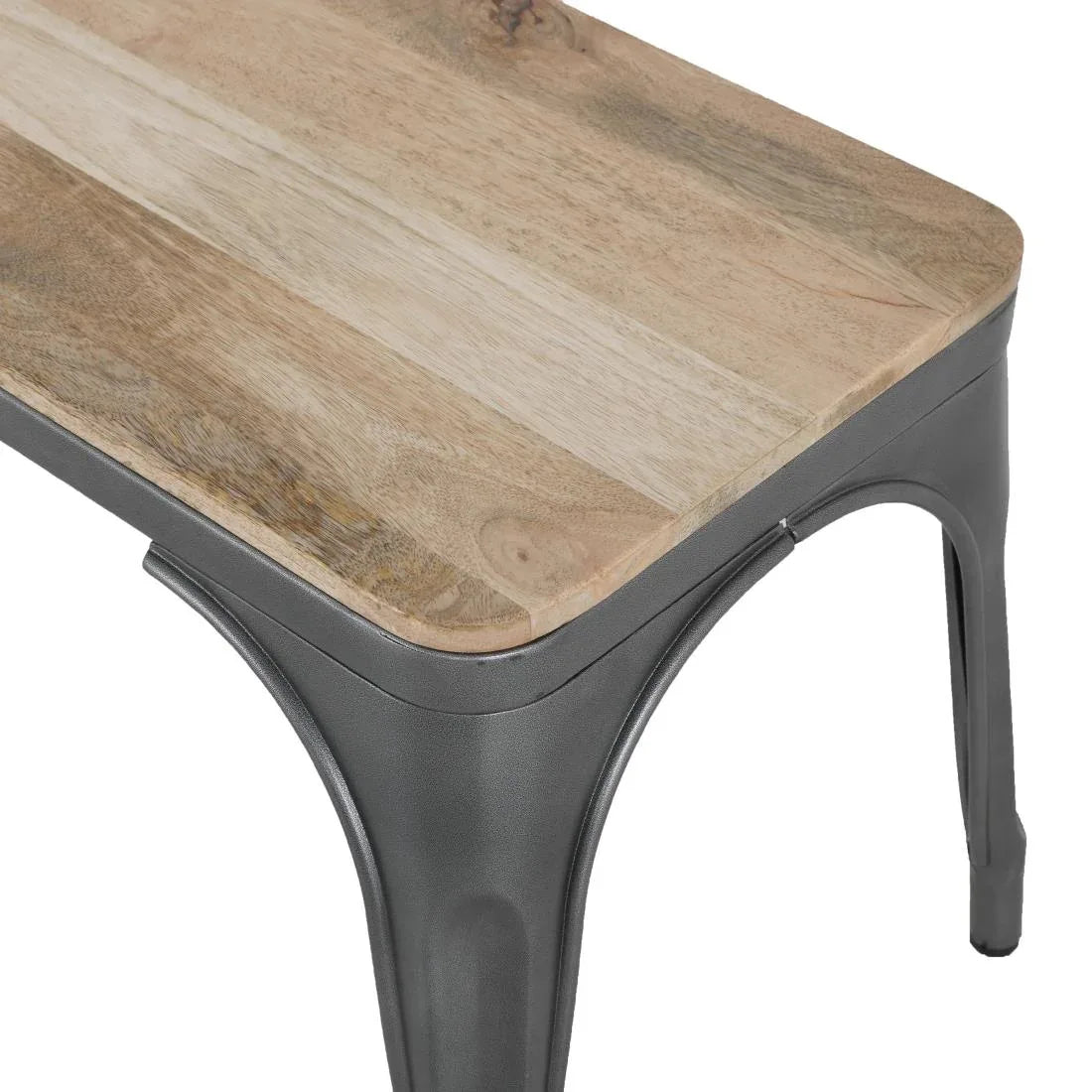 HZ815 Bolero Bistro Indoor Bench Plain Mango Wood Top Gun Metal 1000x370mm (Set 2)