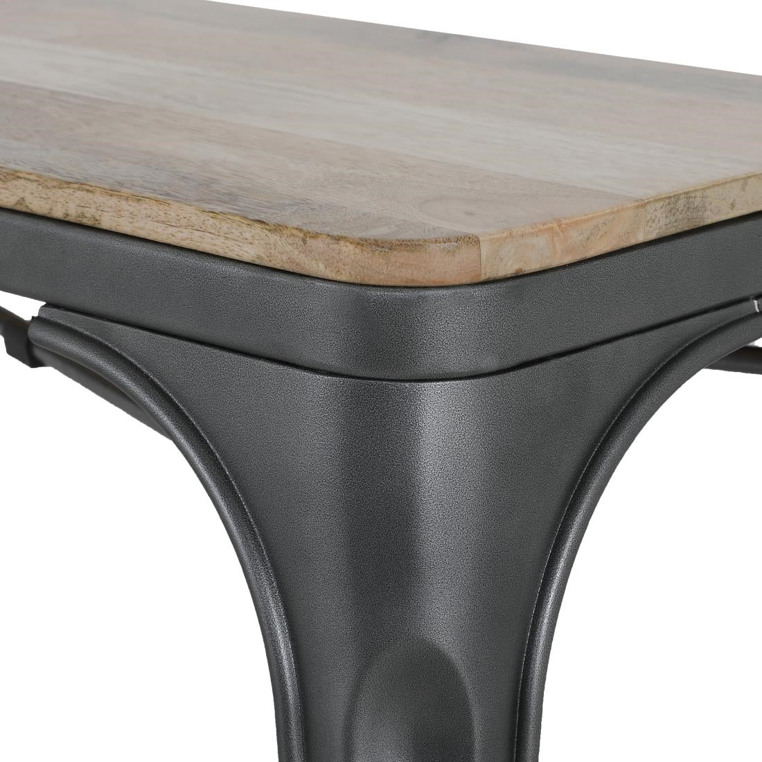 HZ815 Bolero Bistro Indoor Bench Plain Mango Wood Top Gun Metal 1000x370mm (Set 2)