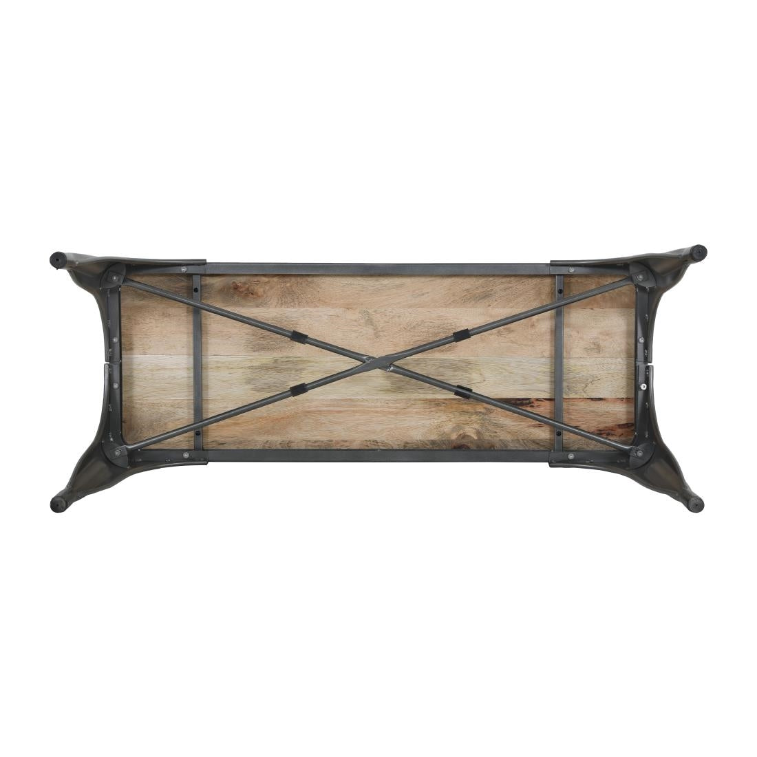 HZ815 Bolero Bistro Indoor Bench Plain Mango Wood Top Gun Metal 1000x370mm (Set 2)