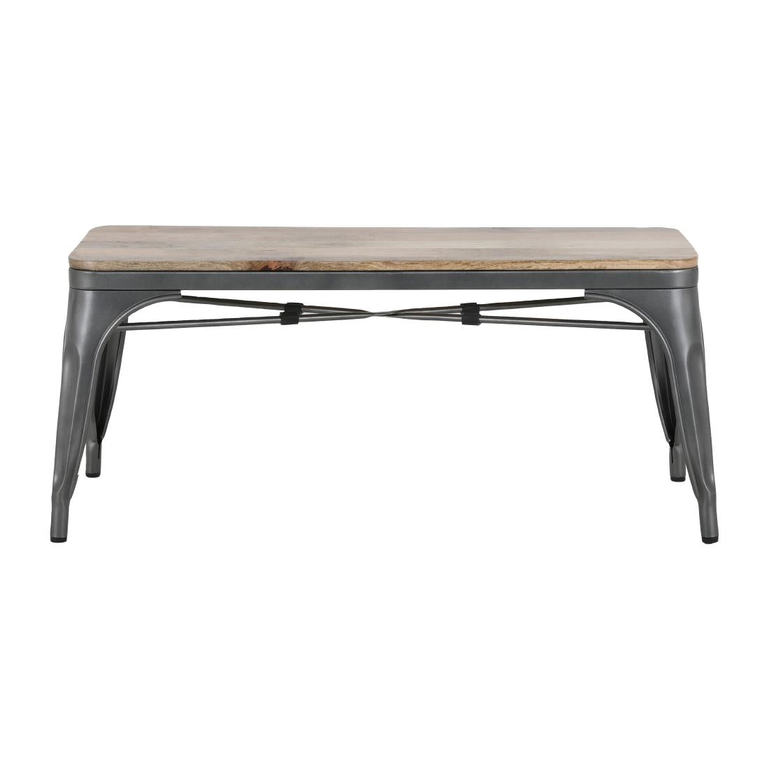 HZ815 Bolero Bistro Indoor Bench Plain Mango Wood Top Gun Metal 1000x370mm (Set 2)