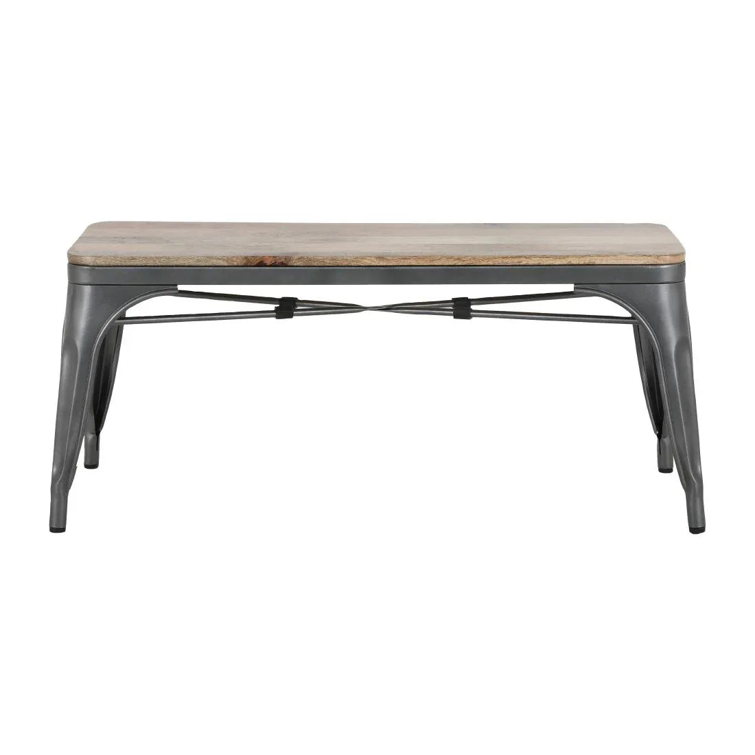HZ815 Bolero Bistro Indoor Bench Plain Mango Wood Top Gun Metal 1000x370mm (Set 2)